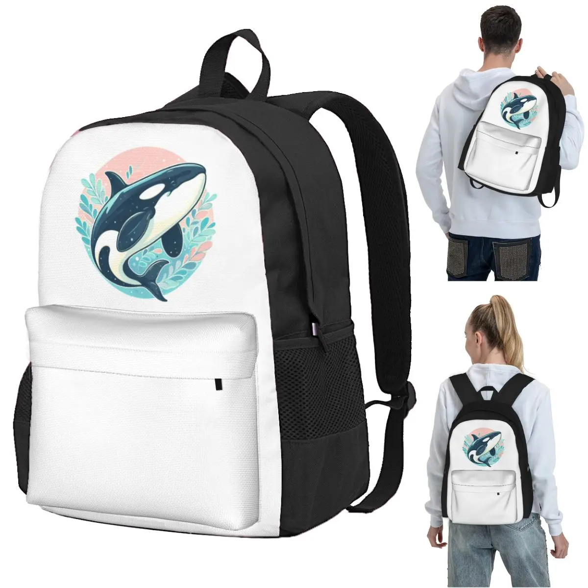 

Killer Whale Backpack Student BookBag Children School Bag Computer Shoulder Bags for Boys Girls