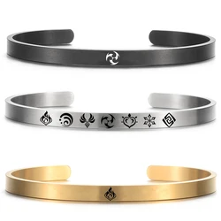 Game Genshin Impact Bracelets Women Men Engraved 7 Elemants Signs Stainless Steel Cuffs Original Jewelry Anime Accessories Gifts