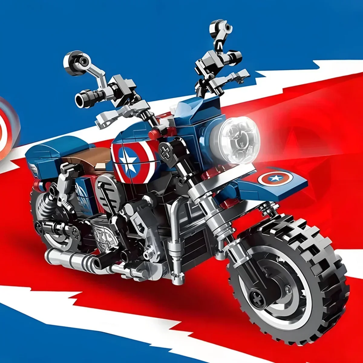 الطوب الفني كابتيان دراجة نارية الطوب الإبداعي كتل الدراجات النارية الأمريكية نموذج بناء اللعب مجموعة هدايا الحفلات #4