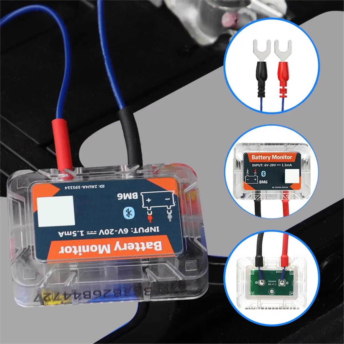 [Y39A]Bluetooth 4.0 Car Battery Monitor 12V Battery Tester Charging Cranking Test Battery Analyzer APP for Android IOS 2pc