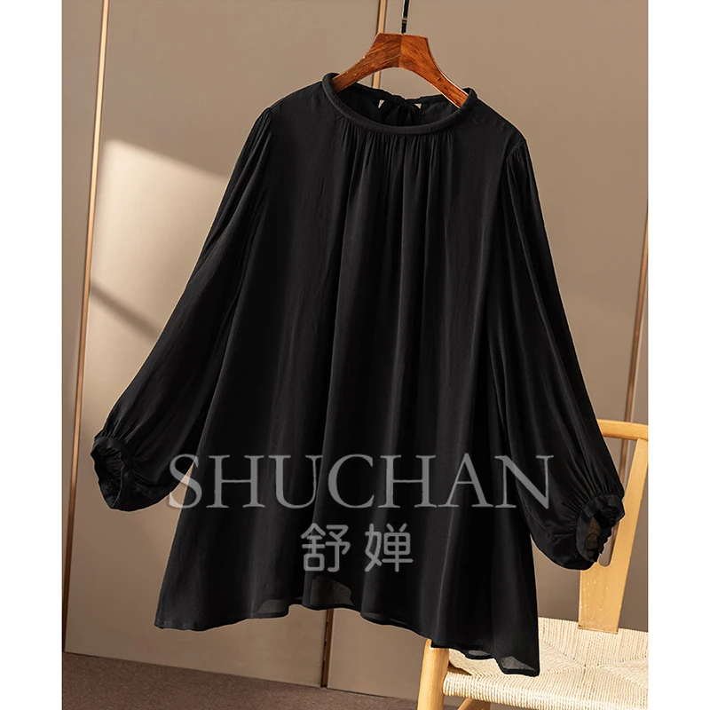 Soft Round Neck  Chiffon Shirt Women 10C5  Blusa Feminina  Women Tops  Camisas De Mujer  Blouse for Women
