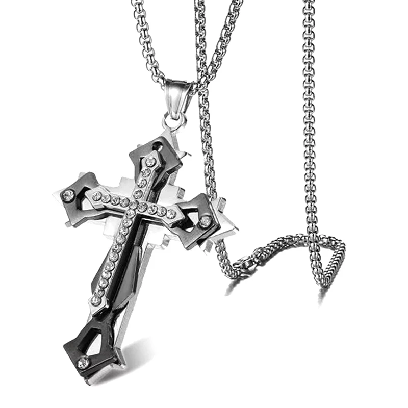 Personality Hip Hop Pendant   Sweatshirt Chain Accessories Men's Fashion Alloy Cross Necklace