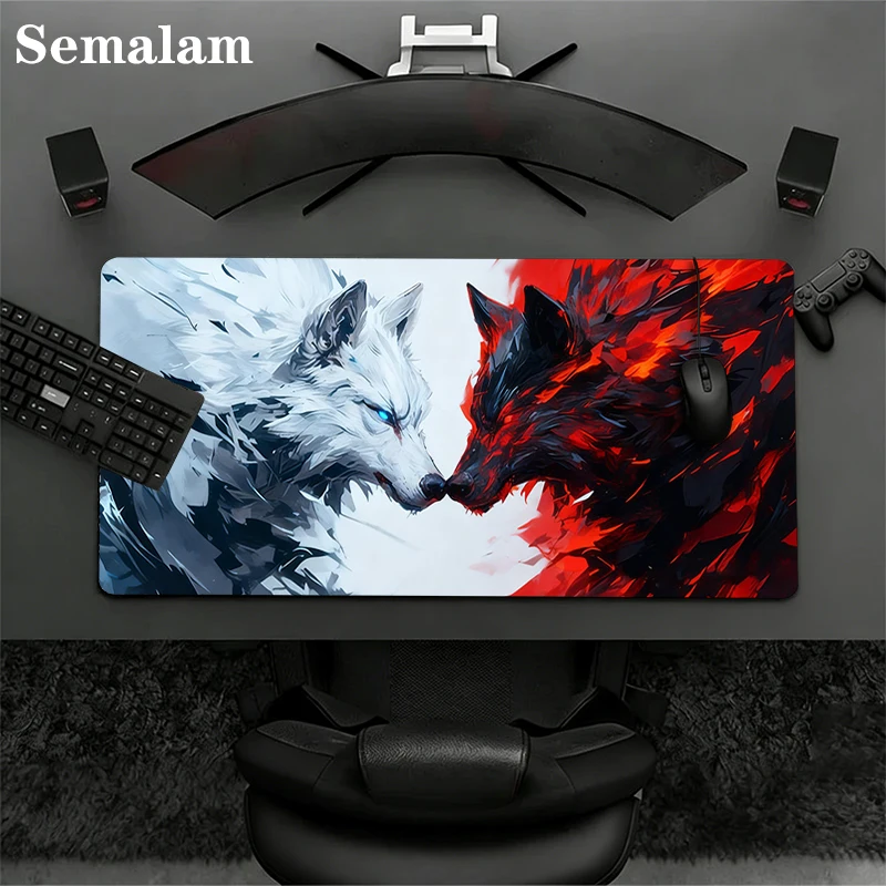 

Wolf Design Gaming Mouse Pad Extended Desk Mat Anti-Slip Rubber Base Smooth Glide For Gamer PC Laptop Office Keyboard Table Mat