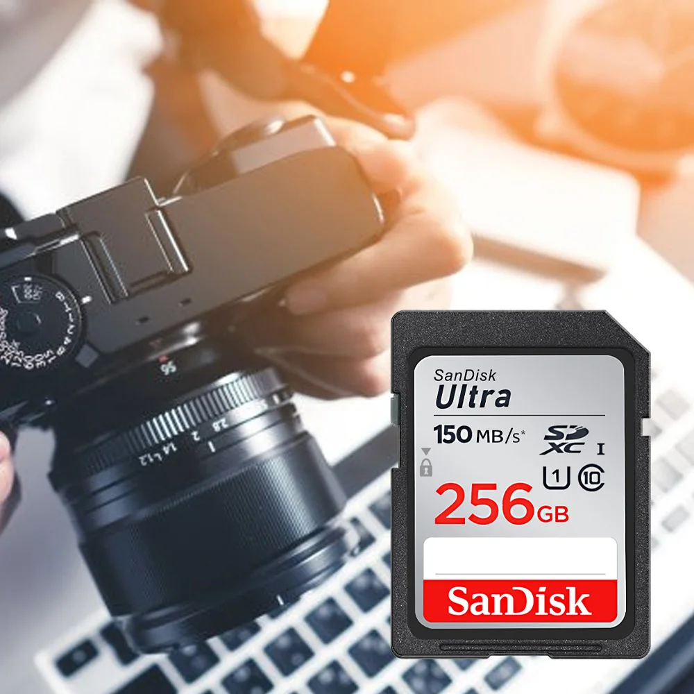 Карта памяти SanDisk Ultra SDHC/SDXC UHS-I, 32 ГБ, 64 ГБ, 128 ГБ, 256 ГБ C10 U1, SD-карта, быстрая для лучших фотографий и видео Full HD