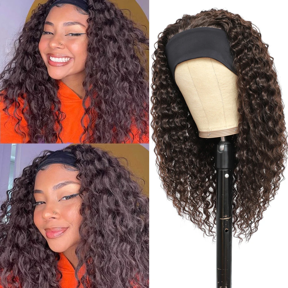 Synthetic Headband Wig For Black Women Kinky Curly Medium Length 18\