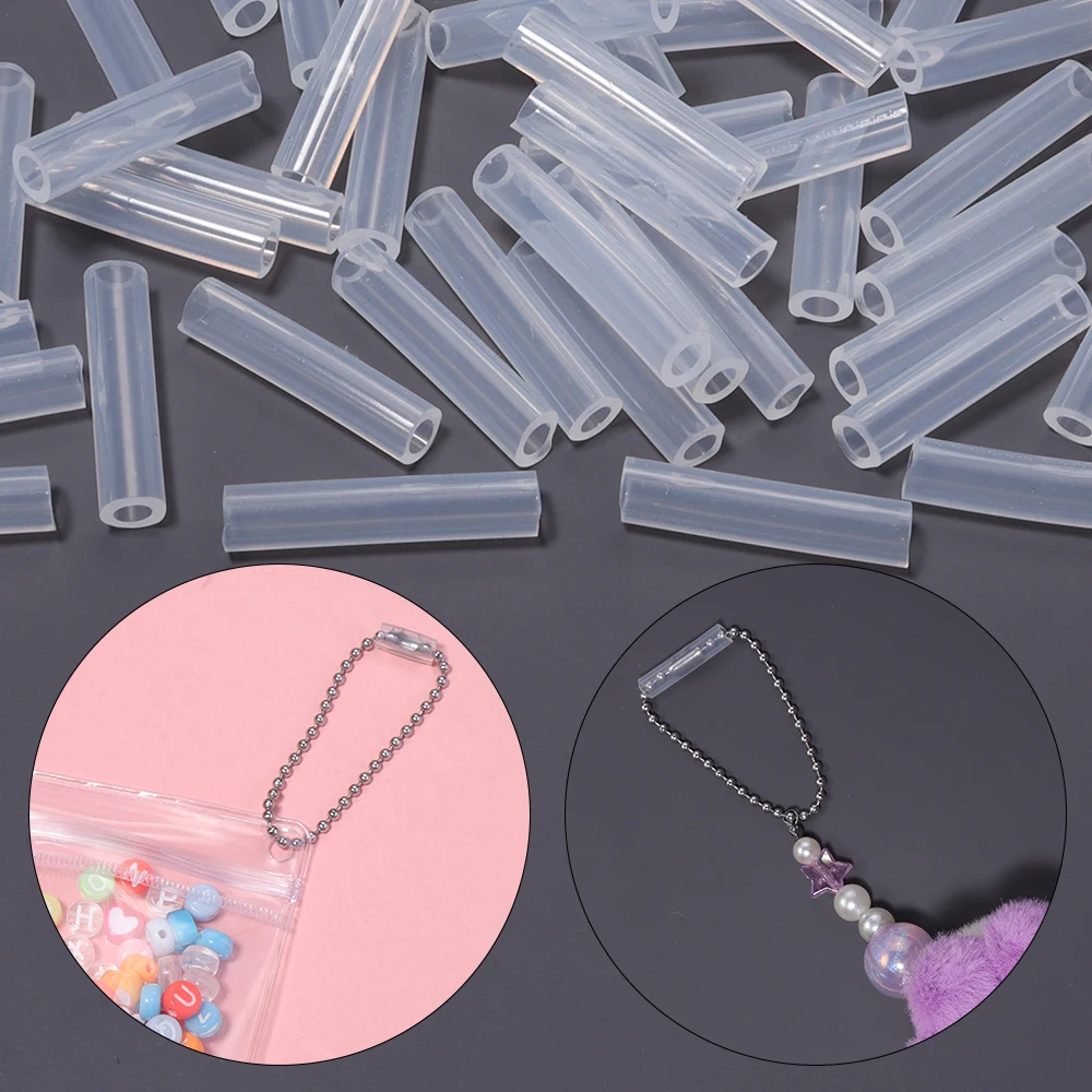 10-30pcs Acrylic Pendant Bead Chain Anti-lost Cover Transparent Card Chain Pearl Chain Anti-drop Protective Cover Accessories