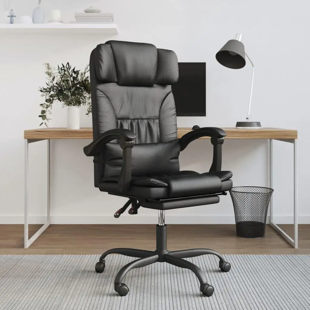 Ergonomic Black Faux Leather Reclining Office Chair for Comfort & Style