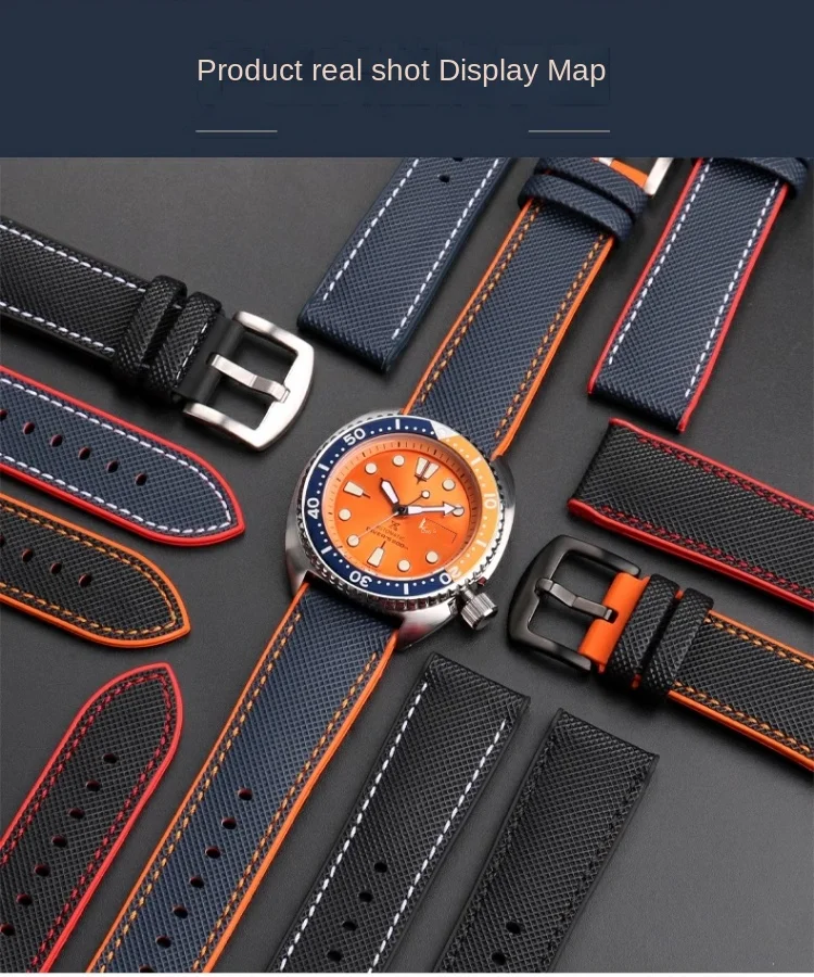 Hochwertiges Gummi-Uhrenarmband für TAG Heuer F1 Gulf Aquaracer Monaco Herren-wasserdichtes Armband blau orange 20 mm 21 mm 22 mm 24 mm – Detail 13