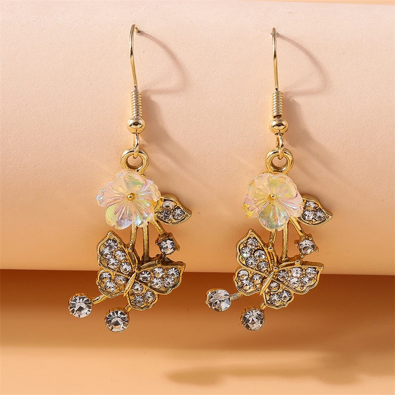 

Elegant Crystal Butterfly Drop Earrings for Women Girls Party Fesitval Jewelry Gifts