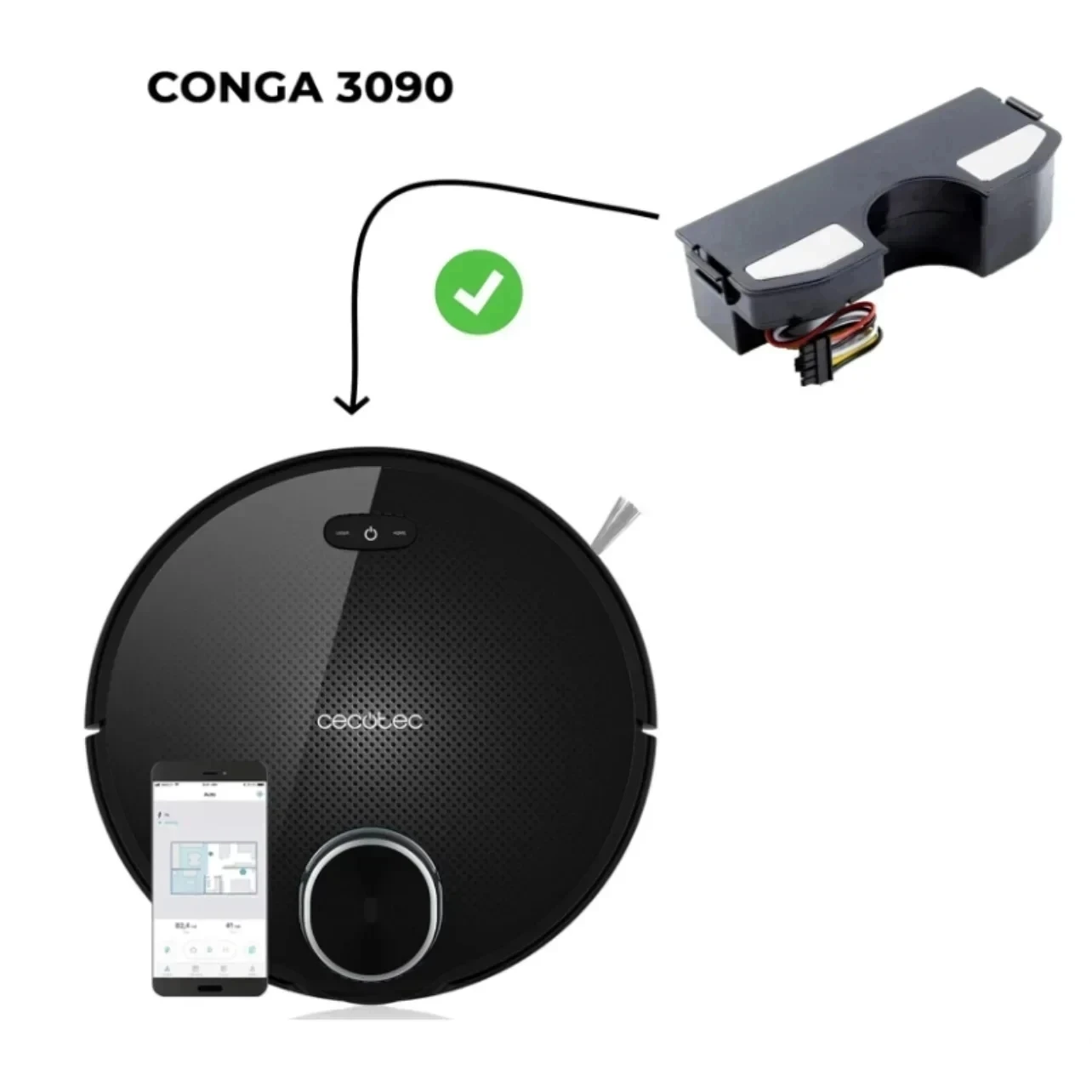 Imagem -05 - Bateria li Ion para Cecotec Conga Aspirador Robótico Substituição de Acessórios 3090 3091 3092 2090 14.4v 12800mah