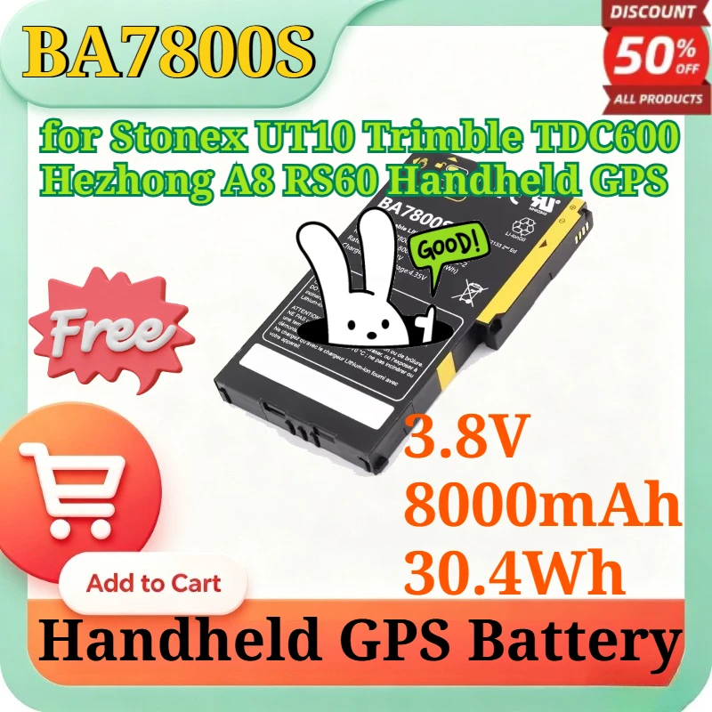 BA7800S 3.8V 8000mAh 30.4Wh Rechargeable Li-ion Replacement Battery for Stonex UT10 Trimble TDC600 Hezhong A8 RS60 Handheld GPS