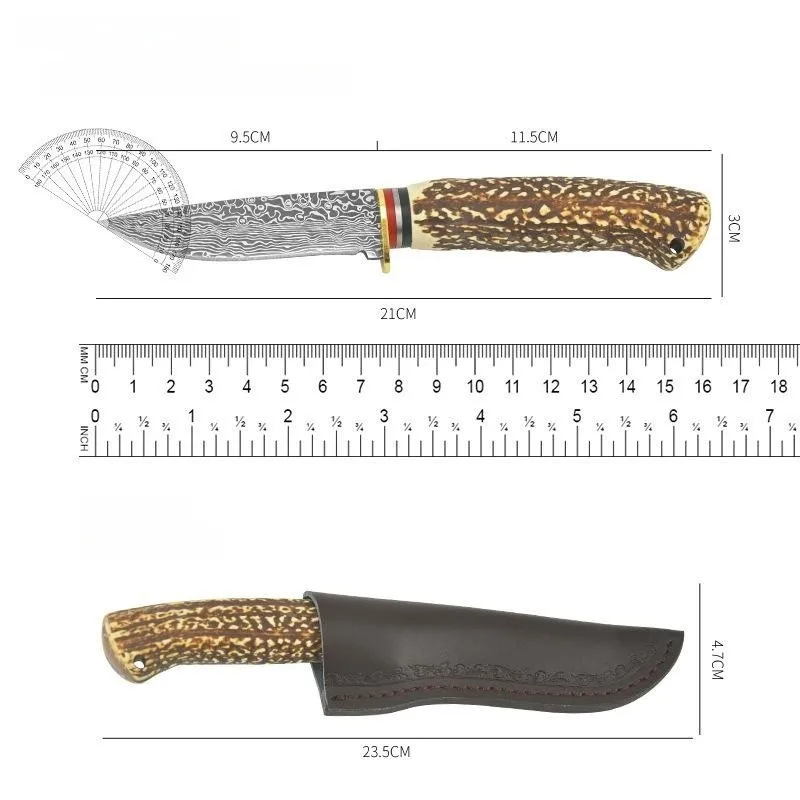 Outdoor Straight Knife - Bone Imitation Handle | Multi-Functional High Hardness Pocket Fixed Blade | Exceptional Grip view 6