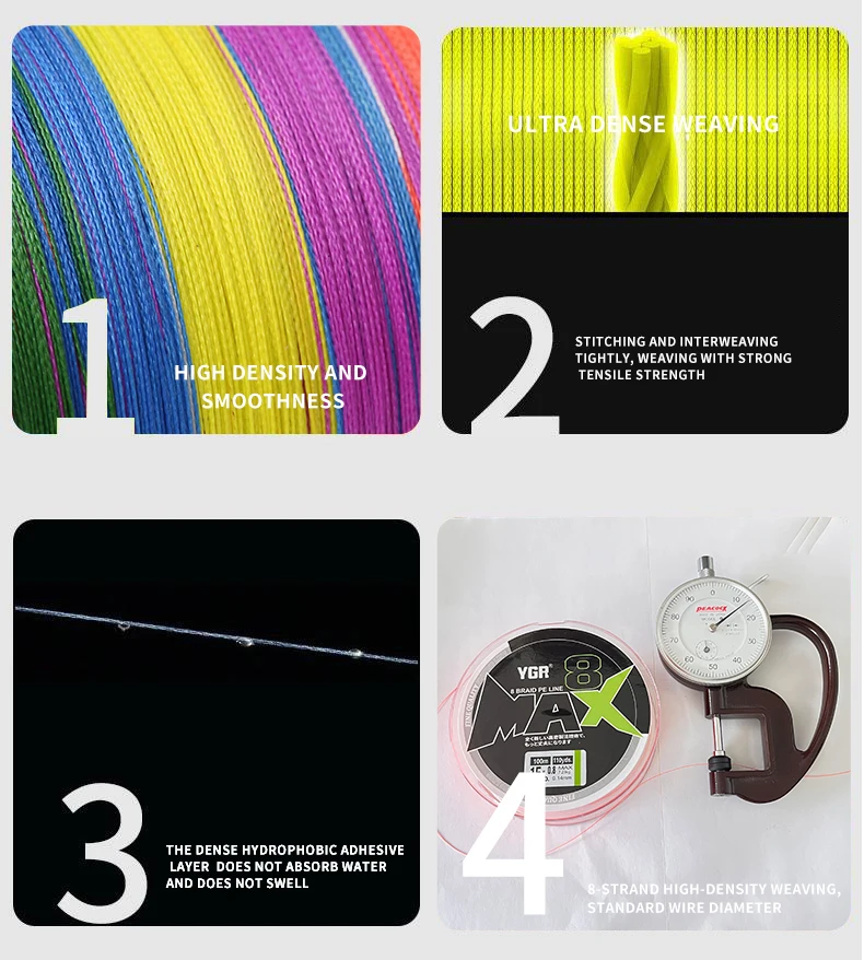Woven polyethylene fishing line high strength wear-resistant multi-silk line deep sea river and lake