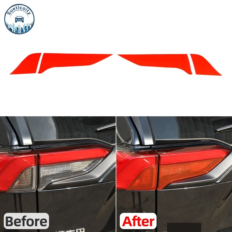 Exterior Car Accessories For Toyota RAV4 2020-2024 PVC Black Car Rear Tail Headlights Light Film Sticker