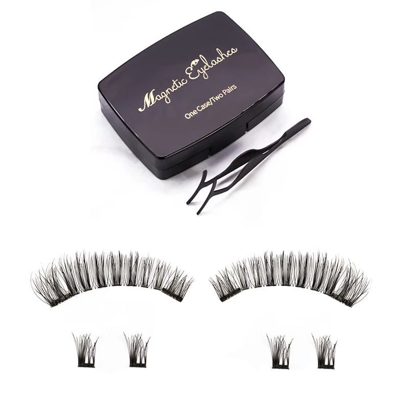 Magnet False Eyelashes Four Small Clusters of Iron Magnet Magnetic Eyelashes Acrylic Suit with Tweezers