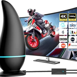 Verbeterde Tv-Antenne Binnen 280 Mijl 360 Ontvangst Versterkte Digitale Tv-Antenne Freeview Tv Antenne Tv-Signaalversterker 8K