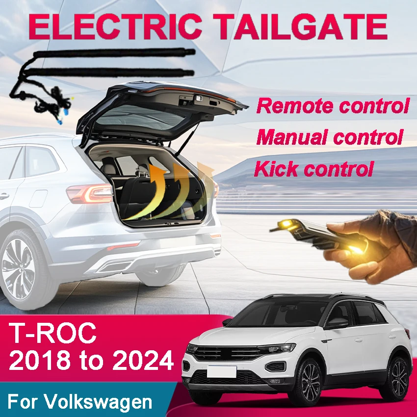 Car Electric Tailgate Power Kit Automatic Lifting Electric Motor For Trunk Drive Kick Sensor For Volkswagen T-ROC 2018 to 2024