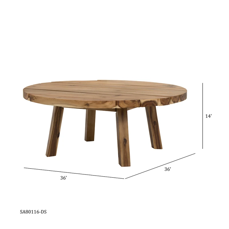 D35.6x14.6 Coffee Table, Durable Solid Acacia Wood