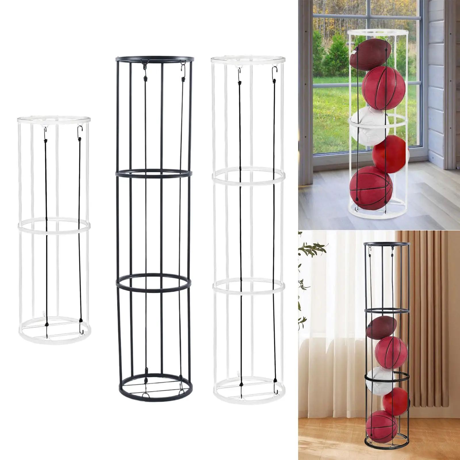 Vertical Ball Rack Basketball Ball Storage Rack Rolling Basketball Holder Sports Ball Organizer for Gyms Rooms Indoor School