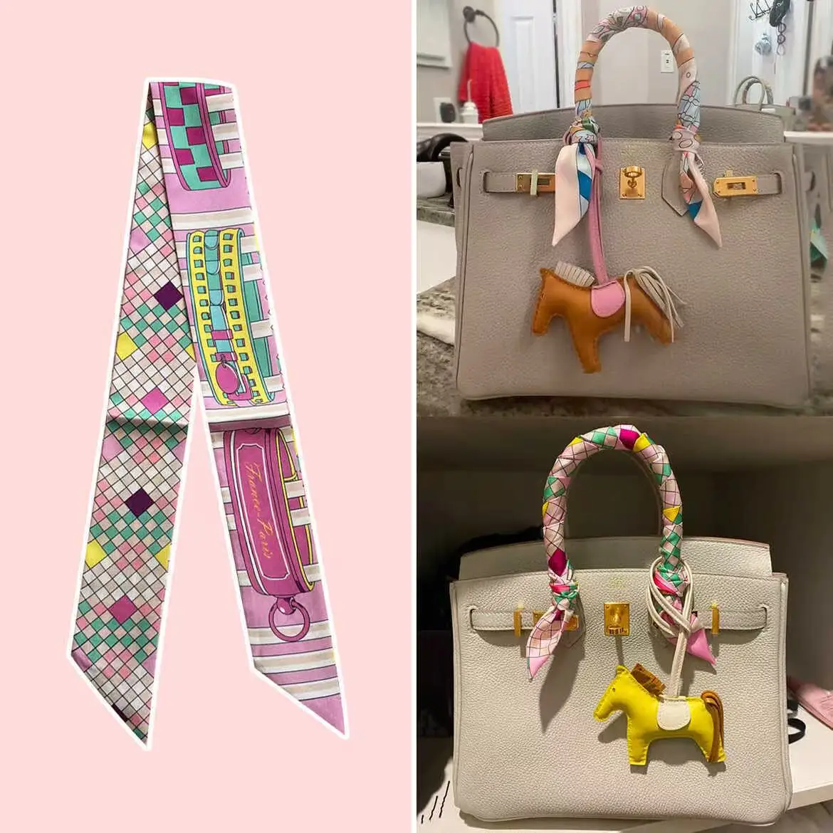 French Fashion Twill Double-sided Two-color Small Silk Scarf Women's Headband 2025 New Bag Handle Ribbon 5*90cm