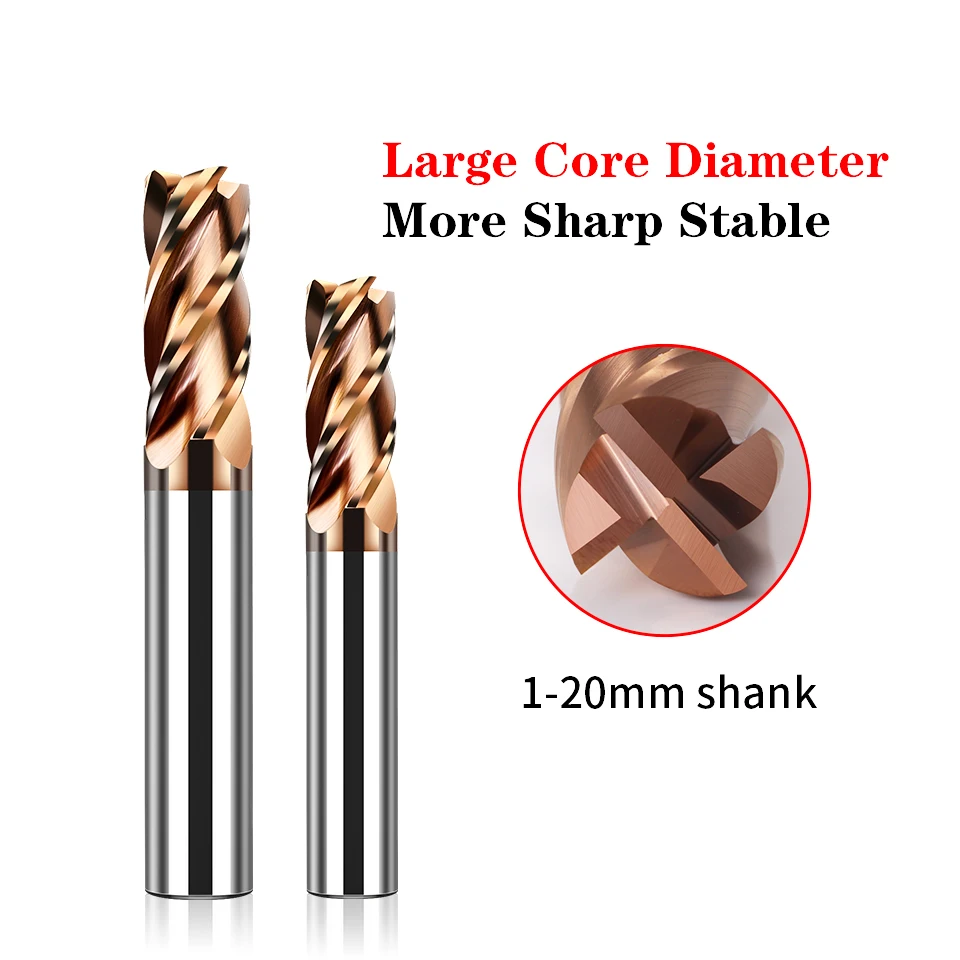 HRC55/65 Carbide End Mill 4 Flutes Milling Cutter Alloy Coating Tungsten Steel Router Bit CNC Maching Cutting Tools 1-20mm Shank