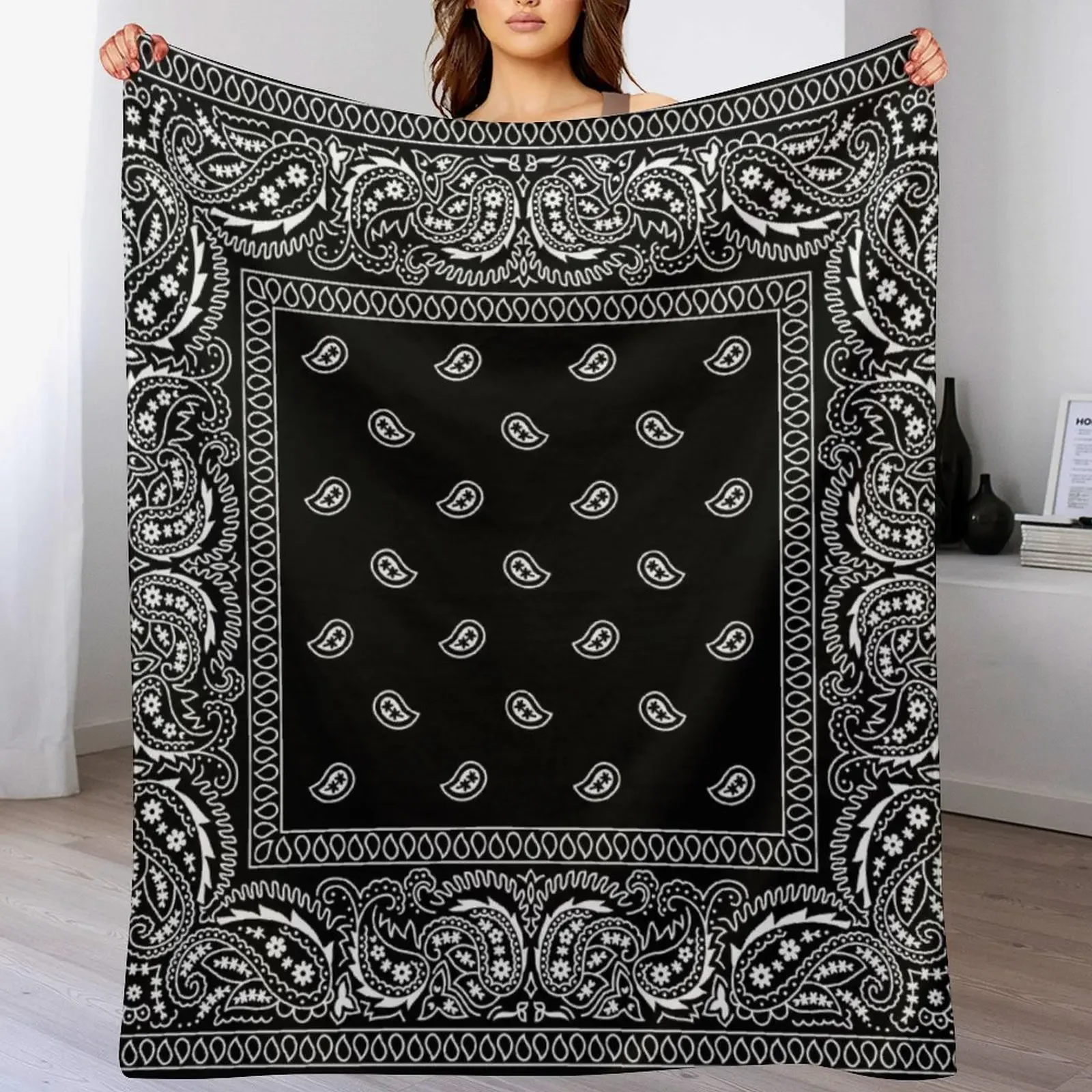 Schwarzes Bandana-Überwurf, Decke, Sofaüberwurf für Babydecken