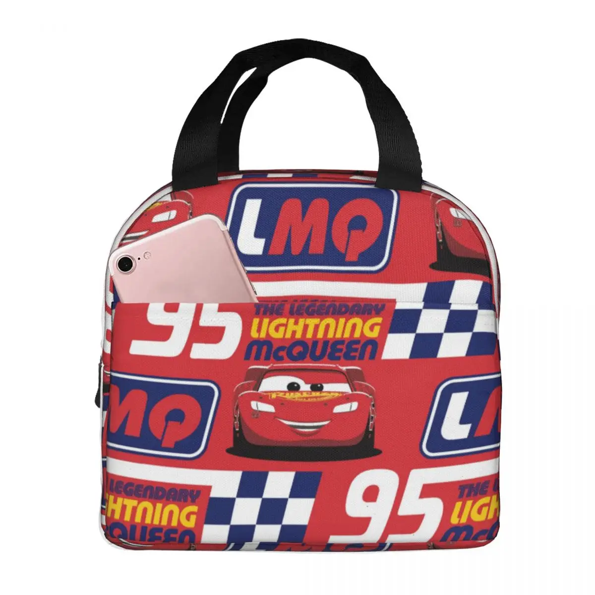 

Lightnings Anime McQueens Insulated Lunch Tote Bag Sport Racing Car Portable Cooler Thermal Food Lunch Box Camping Travel