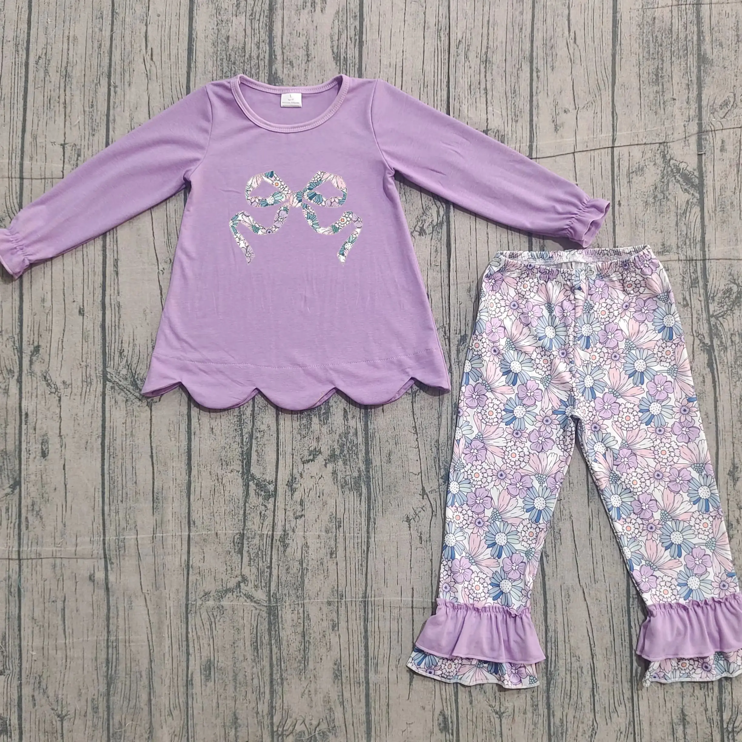 z1226-01 GLP3168 Pre-sale sample Wholesale Boutique kids clothes girl floral long sleeve pants Set Summer Children clothing
