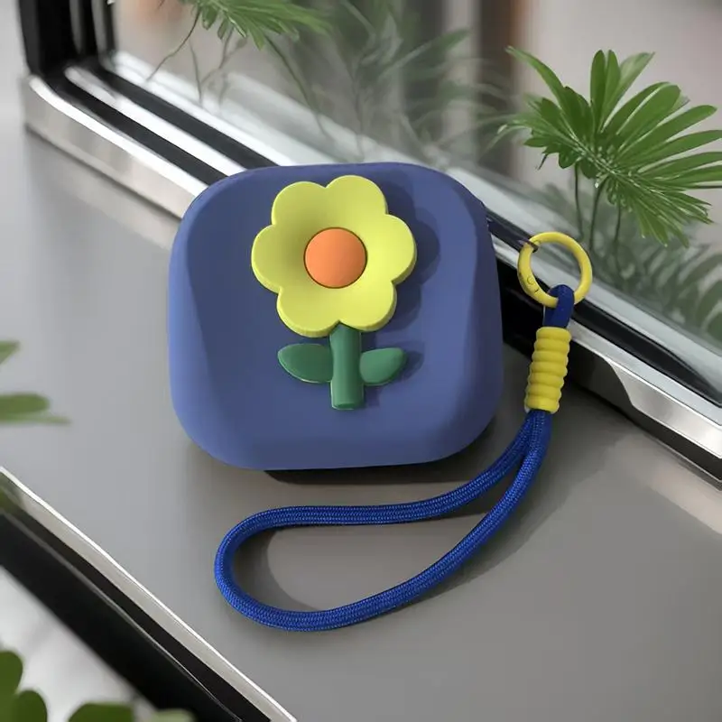 Blumen-Silikon-Aufbewahrungstasche mit Trageband, quadratische Münztasche, wasserdicht, multifunktionale Mini-Geldbörse, Aufbewahrung für Kopfhörer – Detail 6