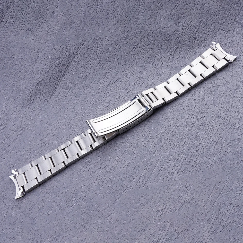 19mm Watch Band Strap Silver Polishing Hollow Curved End Oyster Style Bracelet For SEIKO 5 SNXS73 75 77 79 80 81 SNFF05 SNXG47