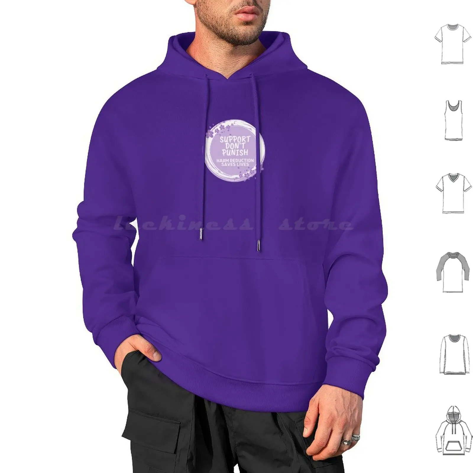 Harm Reduction-Support Don't Punish-Purple Hoodie cotton Long Sleeve Harm Reduction Naloxone Drugs Narcan Activism War On