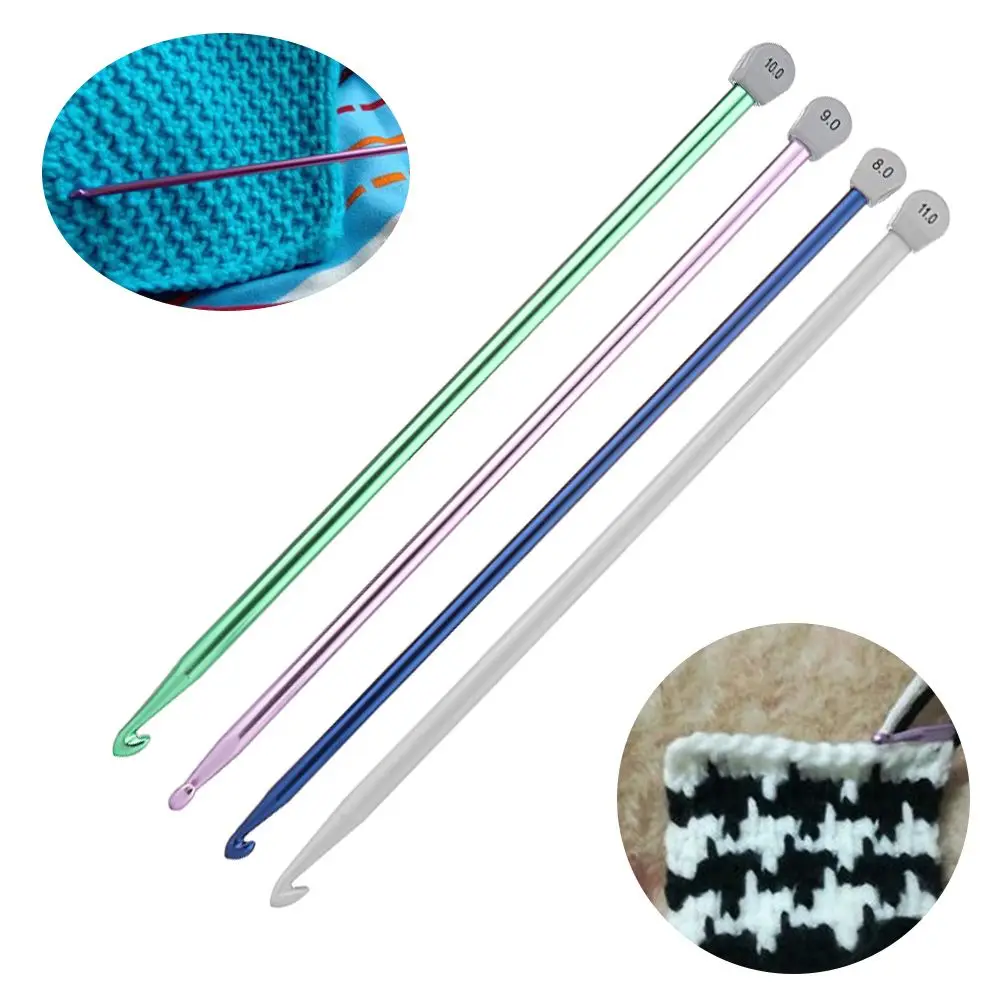 14Size Tunisian Afghan Aluminum Sweater Weaving Tool Needle Knitting Crochet Hooks