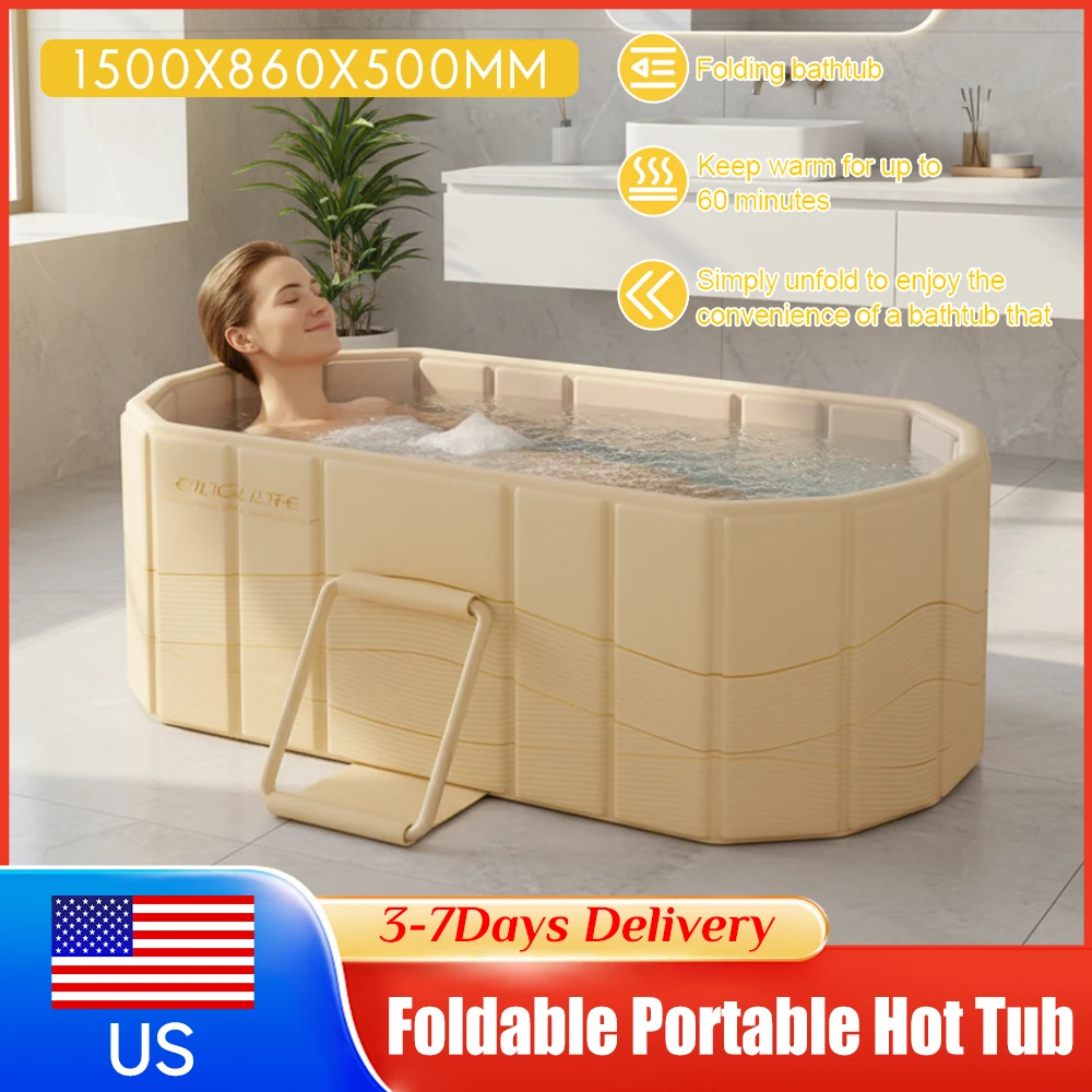 

Instant Open Foldable Soaking Tub Large Collapsible Ice Bath Tub Cold Plunge Pool Dual Drainage for Home Spa Gym Supply No Setup