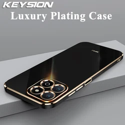 KEYSION Luxury Plating Case for HONOR X6b X6A X6 Soft TPU Silicone Square Shockproof Phone Back Cover for Huawei Honor X6A X6b