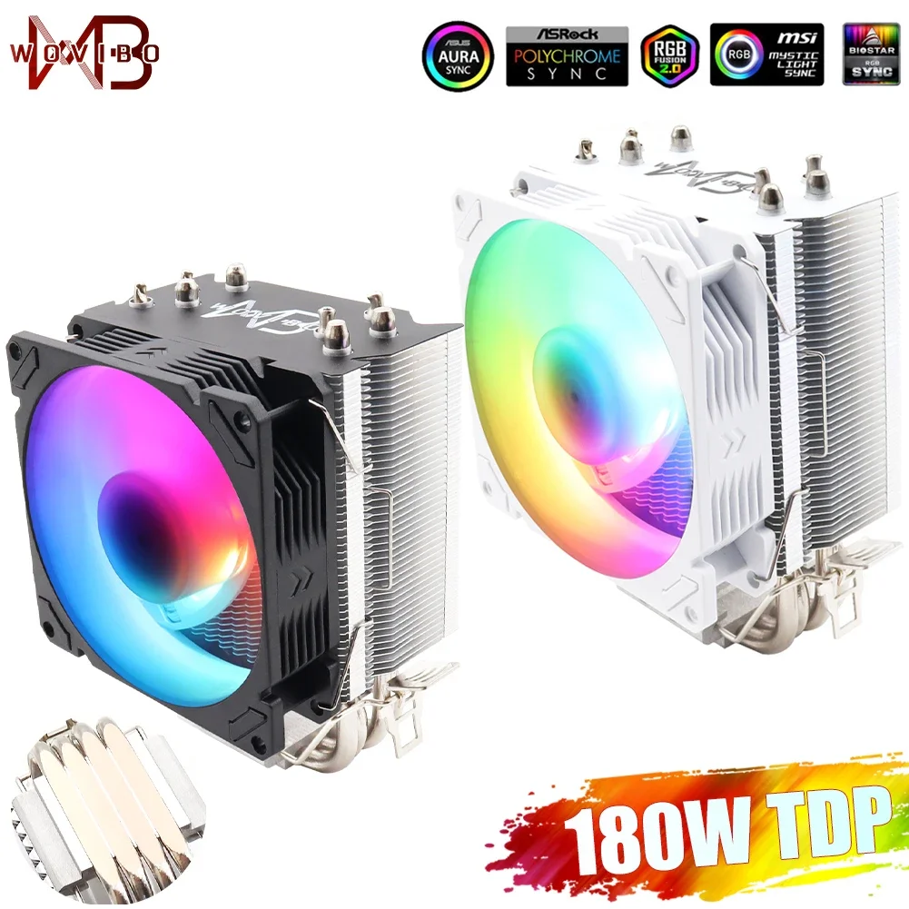 CPU Cooler Fan ARGB RGB Intel 1150 1151 1155 1200 1700 2011 X79 X99 AMD AM4 AM5 4 Heat Pipe Radiator Ventilador PWM 4PIN