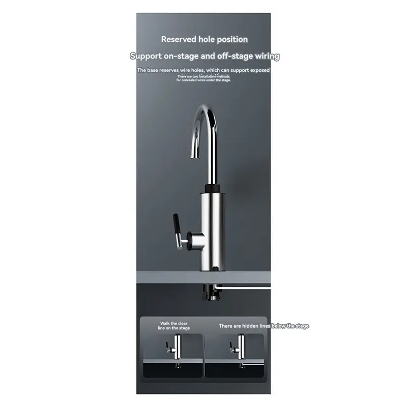 INLIG-Electric Instant Heating Faucet Hot Cold Mixer Tap 3300W 220V 360 Degree Rotation Fast Heating Tap Digital AU Plug