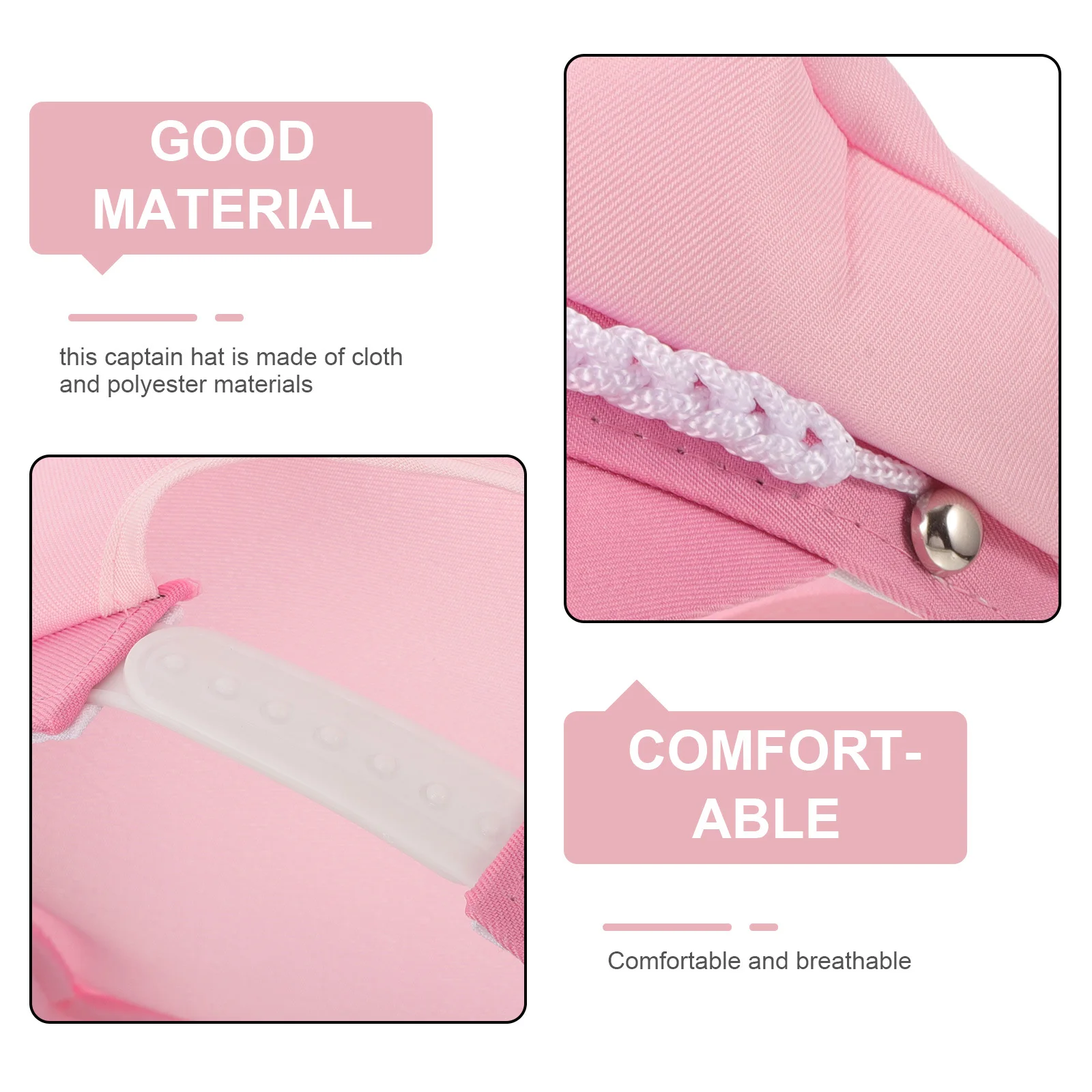 

Adorable Pink Navy Hat Stylish Sailor Captain Costume Accessory Adjustable Size Fashionable Outfit Decor Boating Sailor Hat