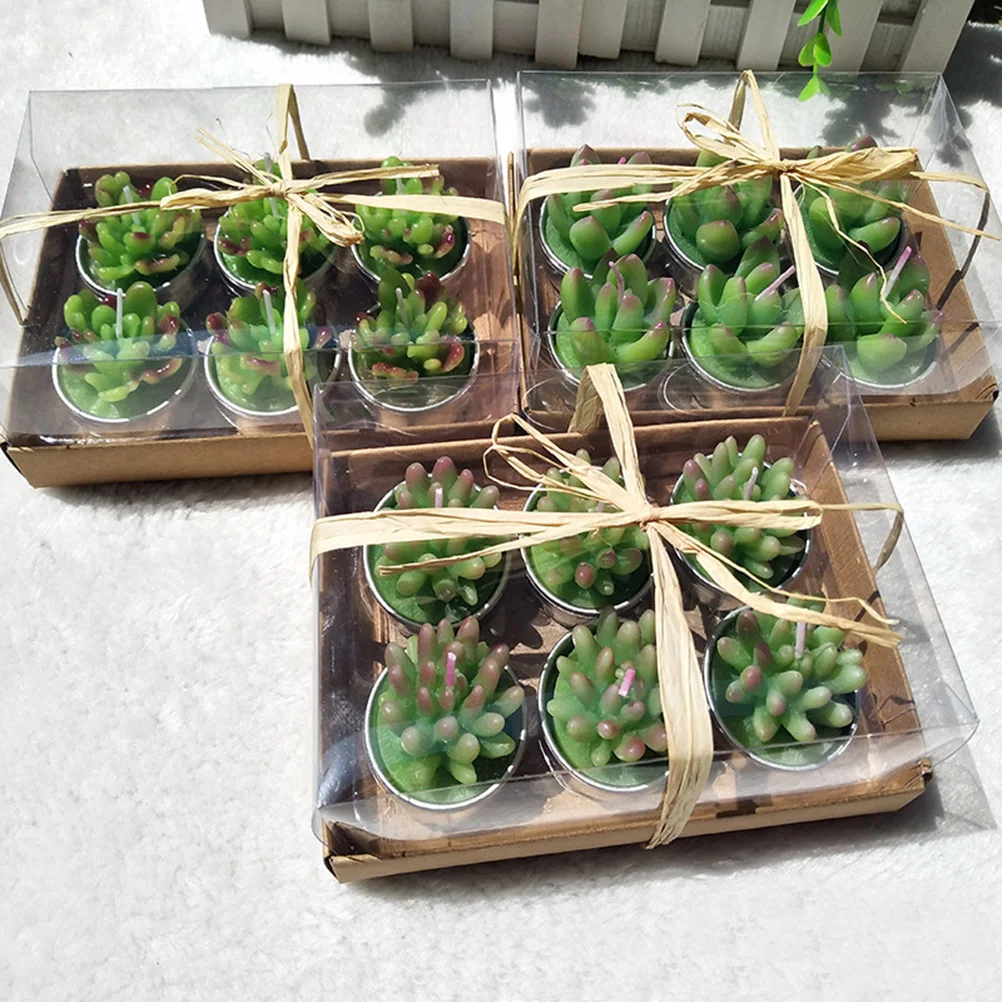

6pcs Succulent Plant Candles Realistic Tealight Candles for Birthday Party Wedding Spa Home Decoration(Style C)