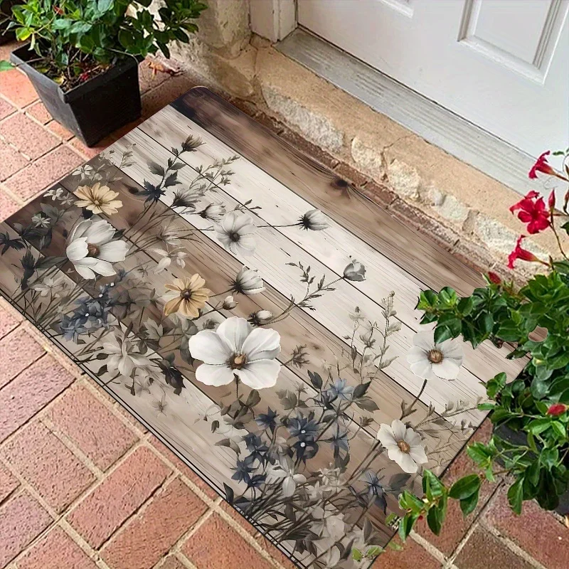 

1pc Vintage Floral Welcome Doormat - Lightweight, Perfect for Indoor/Outdoor Use, Ideal for Entryway, Bathroom, Kitchen