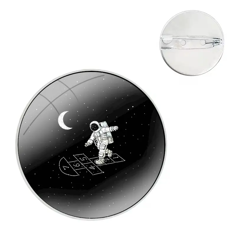 funny Space Love Moon Astronaut Cat Badge Brooch Pin Accessories For Clothes Backpack Decoration gift