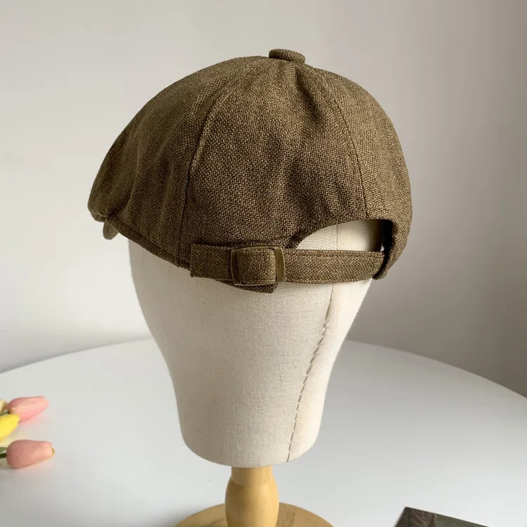 Vintage Y2K Damen und Mädchen Baumwolle Leinen Newsboy Cap koreanischen Stil Baskenmütze atmungsaktiv Sommer Frühling Herbst Hut – Detail 10