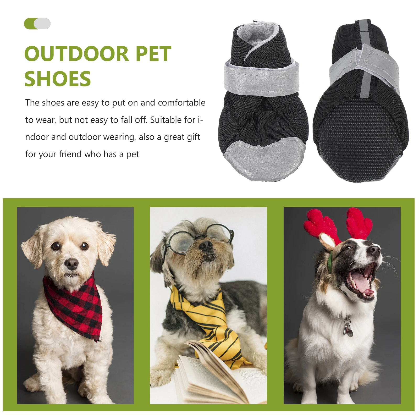 

4pcs Dog Shoes Premium PU Reflective Adjustable Breathable Anti skid Outdoor Indoor Pet Shoes Great Gift