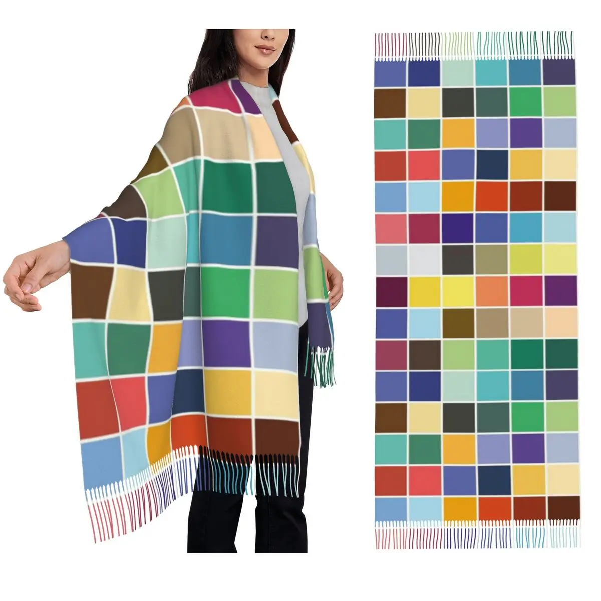 

Шарф Pantone Color Palette, шарфы с кисточками для женщин, мягкие теплые шали и накидки, большая осенне-зимняя шаль