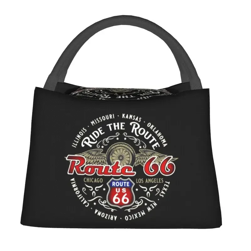 Custom Ride The Route 66 Lunch Bag Men Women Thermal Cooler Insulated Lunch Box for Work Pinic or Travel