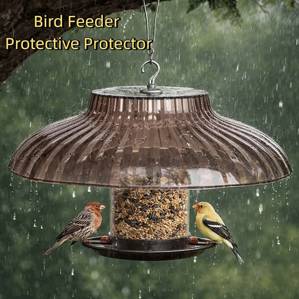 Moisture-proof Bird Feeder Protective Protector Waterproof Plastic Bird Feeding Shelter Hanging with Hook Protective Cover