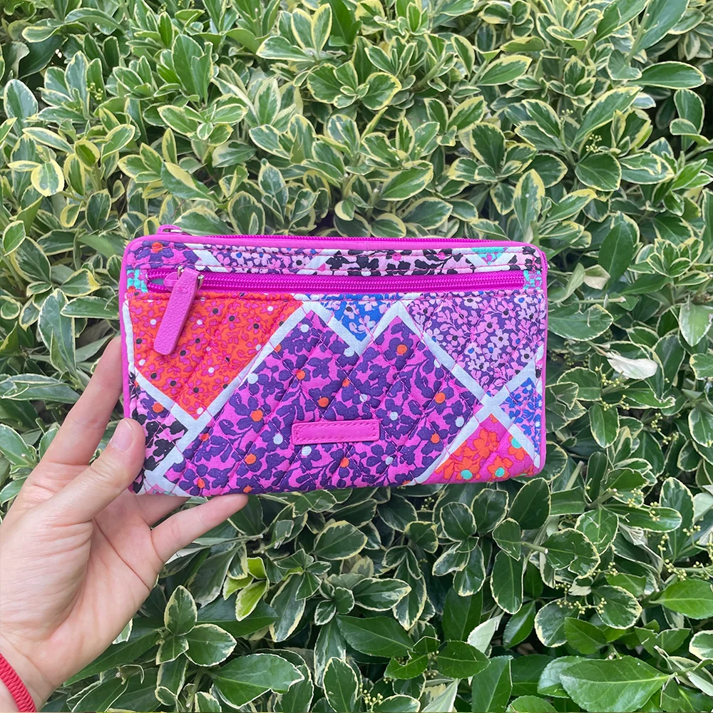 American environmental protection cotton printing ladies long wallet coin purse ladies card bag storage coin purse flower wallet