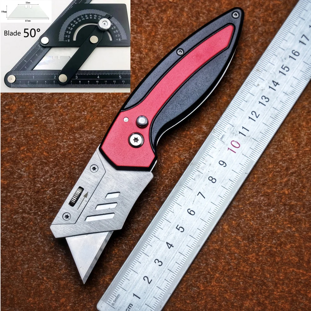 Grady Fung Brand Folding Utility Knife Box Cutter Lightweight Aluminum Body Quick Change Replaceable Blade EDC Hand Tools