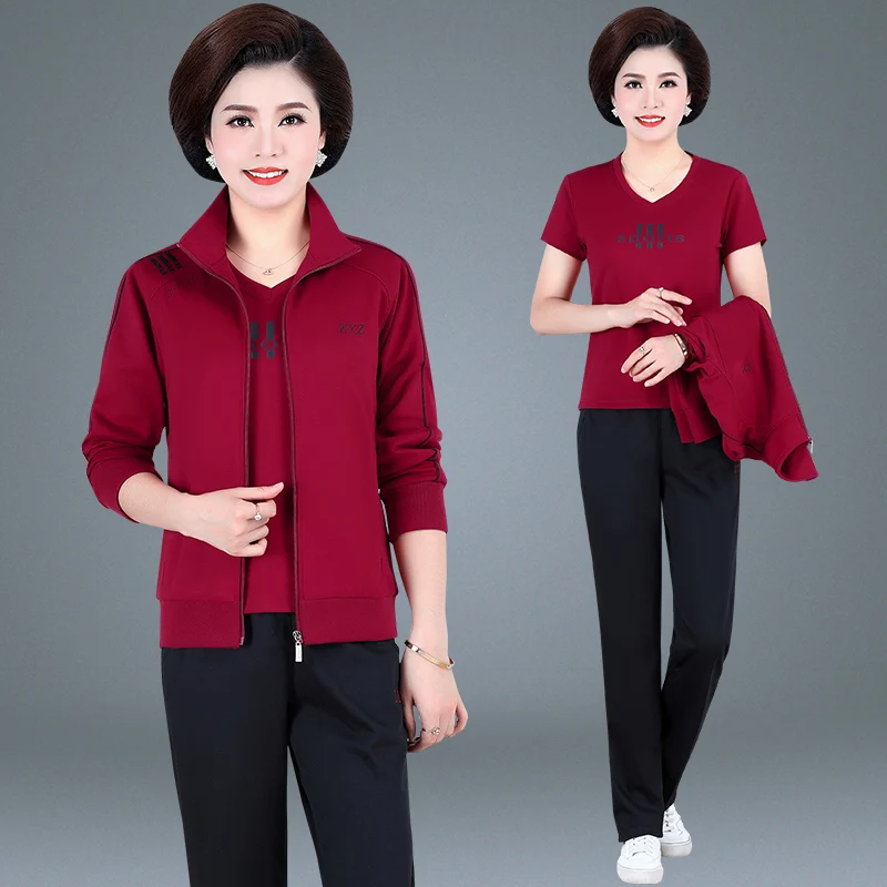 

Весенний модный комплект верхней одежды для мам 2023: Новинка, спортивный костюм среднего и большого размера, женский комплект из футболки и легких брюк