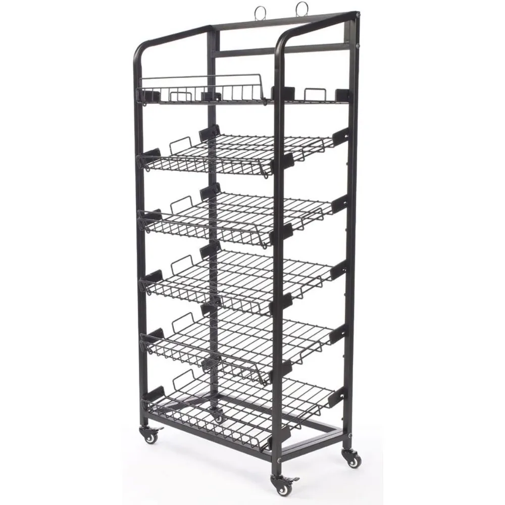 

Стальная пекарь с шестью проволочными полками на колесах, черная