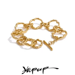 Yhpup High Quality Stainless Steel Handmade Chain Bracelet Bangle Waterproof Texture Toggle-Clasps Wrist Jewelry Exclusive Gift
